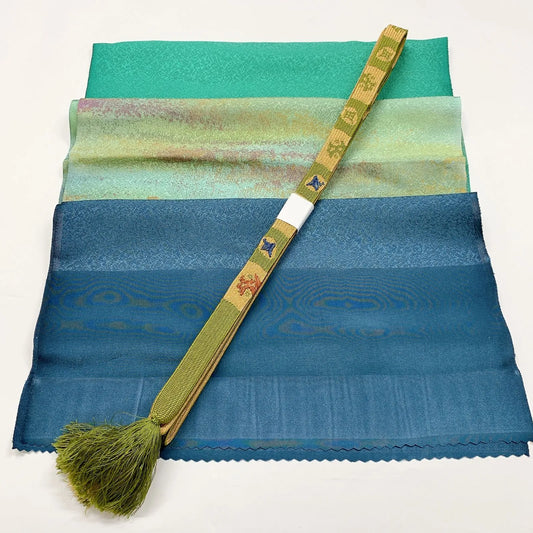 7996# Japanese Kimono Accessory Vintage Obiage and Obijime 2-piece Set Silk