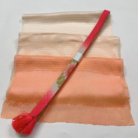 7997# Japanese Kimono Accessory Vintage Obiage and Obijime 2-piece Set Silk