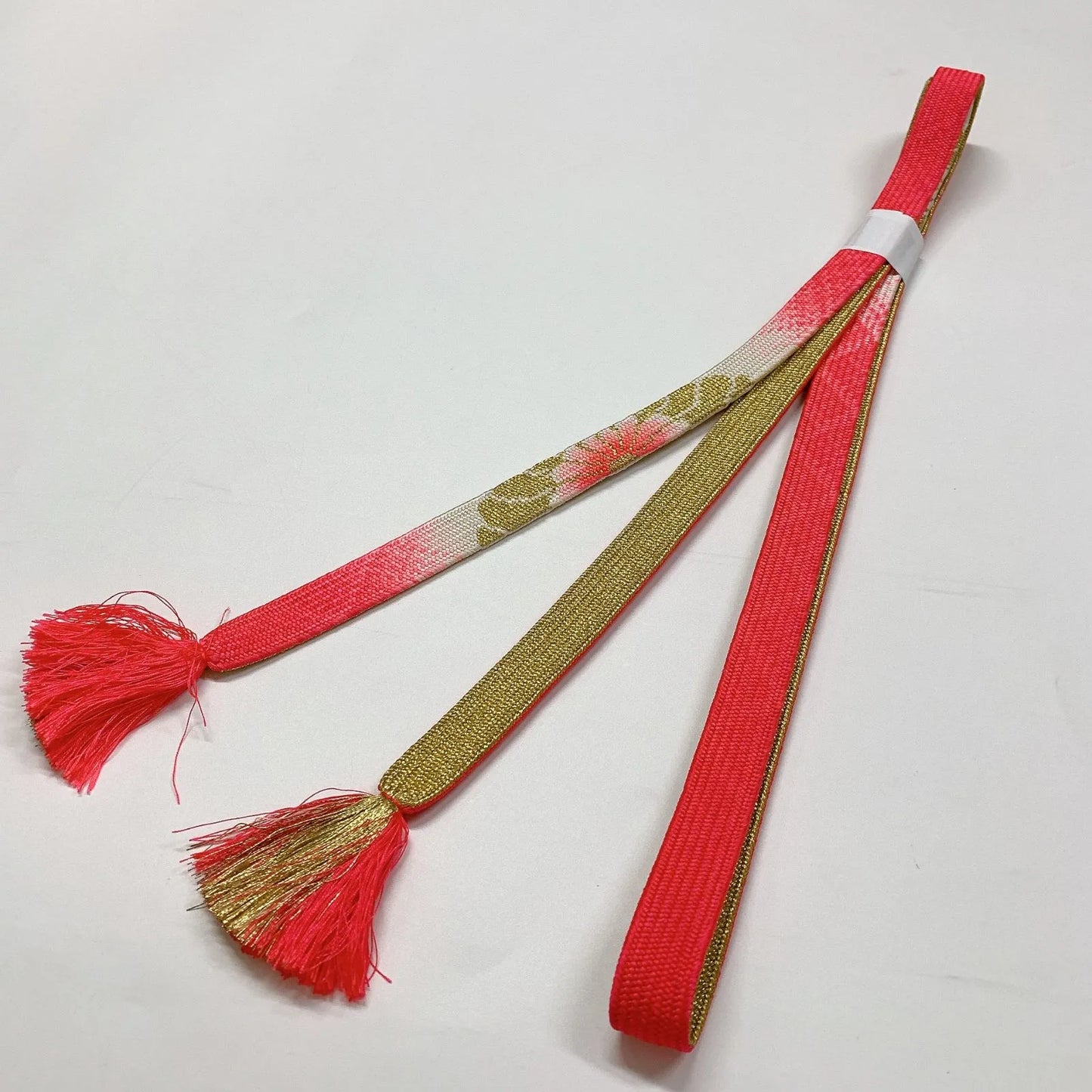 7997# Japanese Kimono Accessory Vintage Obiage and Obijime 2-piece Set Silk