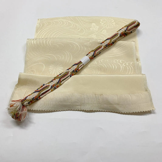 8003# Japanese Kimono Accessory Vintage Obiage and Obijime 2-piece Set Silk