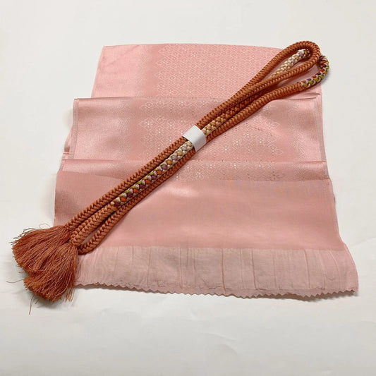 8004# Japanese Kimono Accessory Vintage Obiage and Obijime 2-piece Set Silk