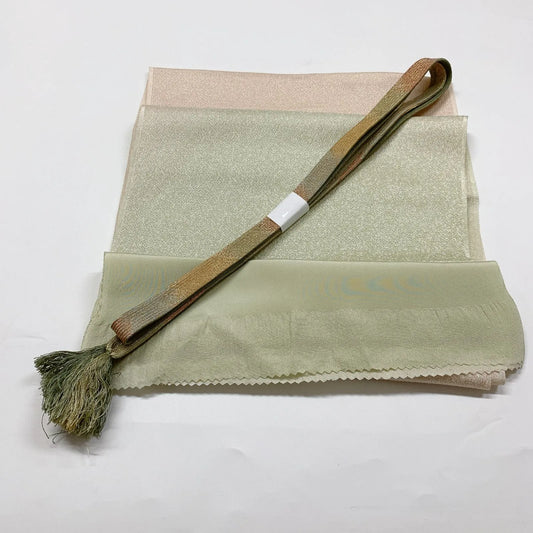8005# Japanese Kimono Accessory Vintage Obiage and Obijime 2-piece Set Silk