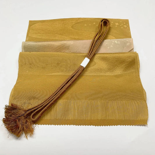 7970# Japanese Kimono Accessory Vintage Obiage and Obijime 2-piece Set Silk