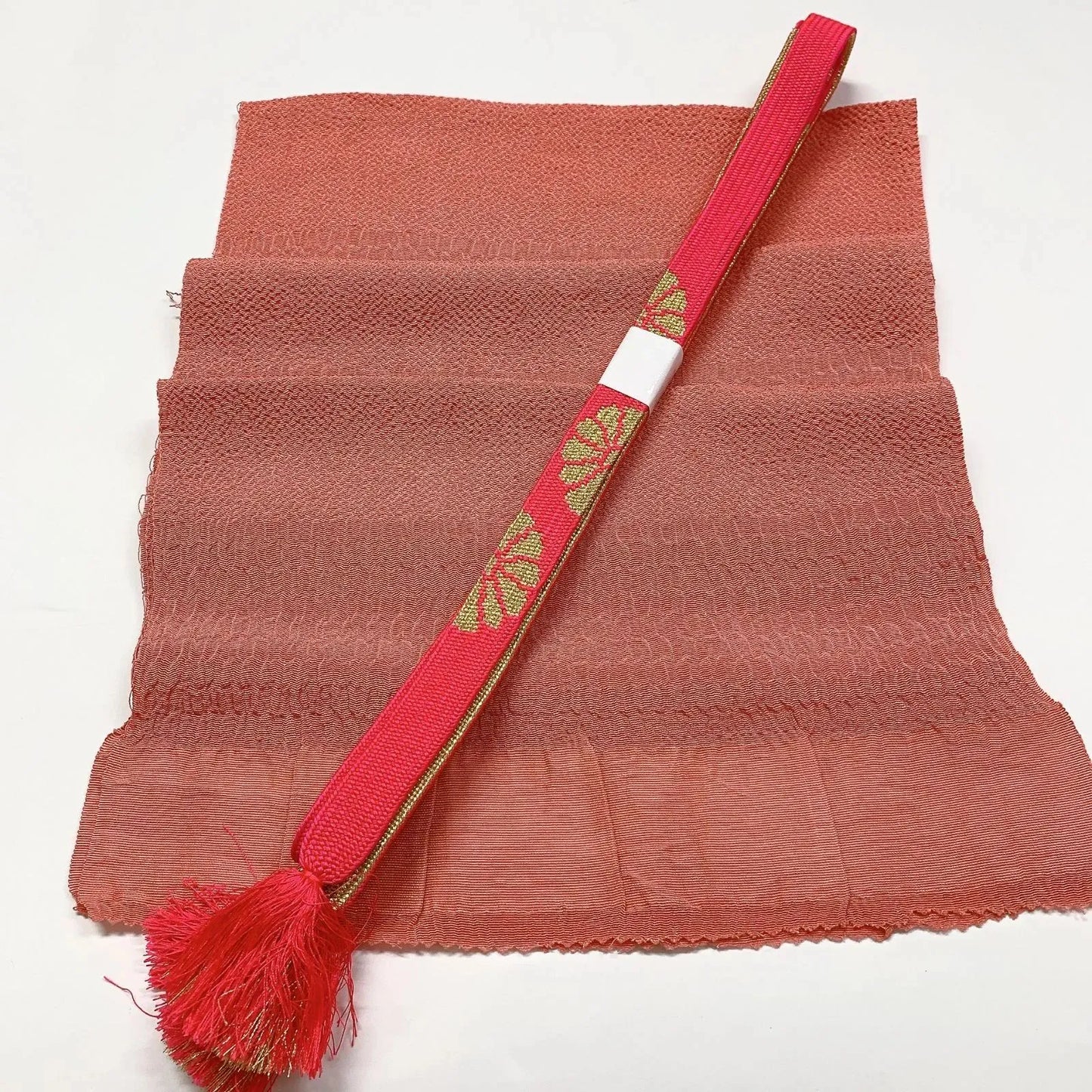 7972# Japanese Kimono Accessory Vintage Obiage and Obijime 2-piece Set Silk