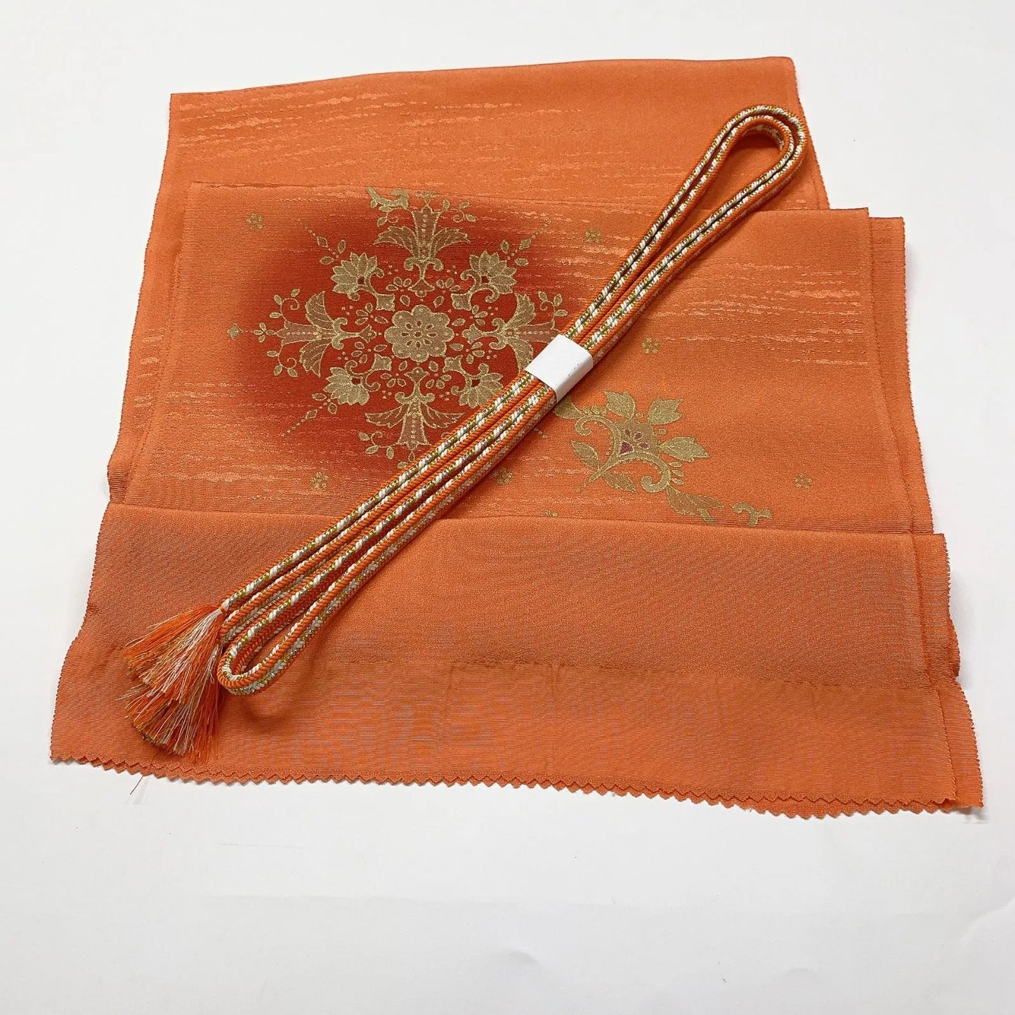 8018# Japanese Kimono Accessory Vintage Obiage and Obijime 2-piece Set Silk