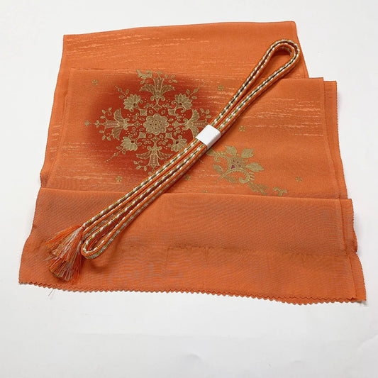8018# Japanese Kimono Accessory Vintage Obiage and Obijime 2-piece Set Silk
