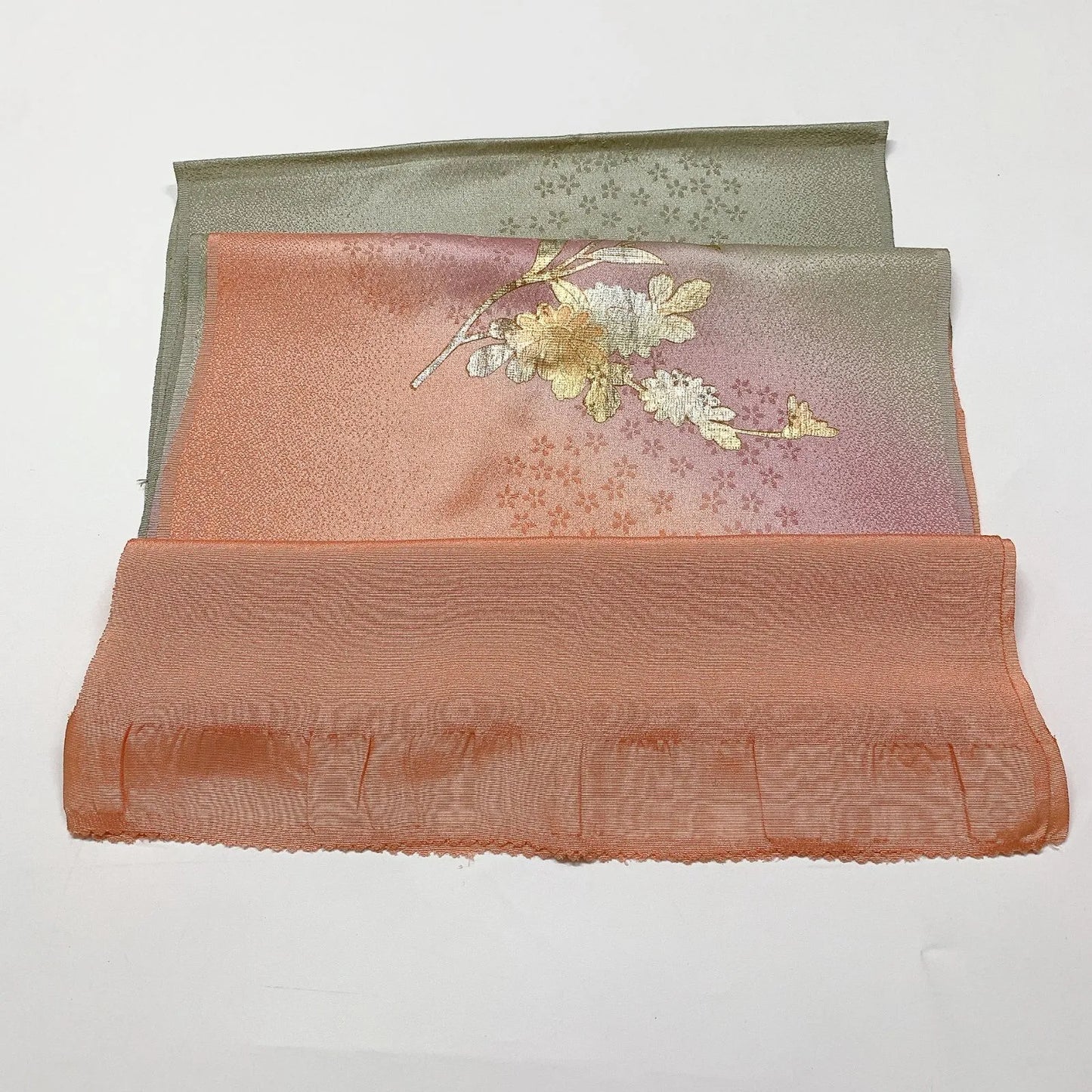 8025# Japanese Kimono Accessory Vintage Obiage and Obijime 2-piece Set Silk