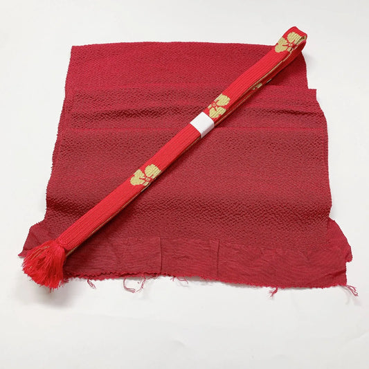 8032# Japanese Kimono Accessory Vintage Obiage and Obijime 2-piece Set Silk