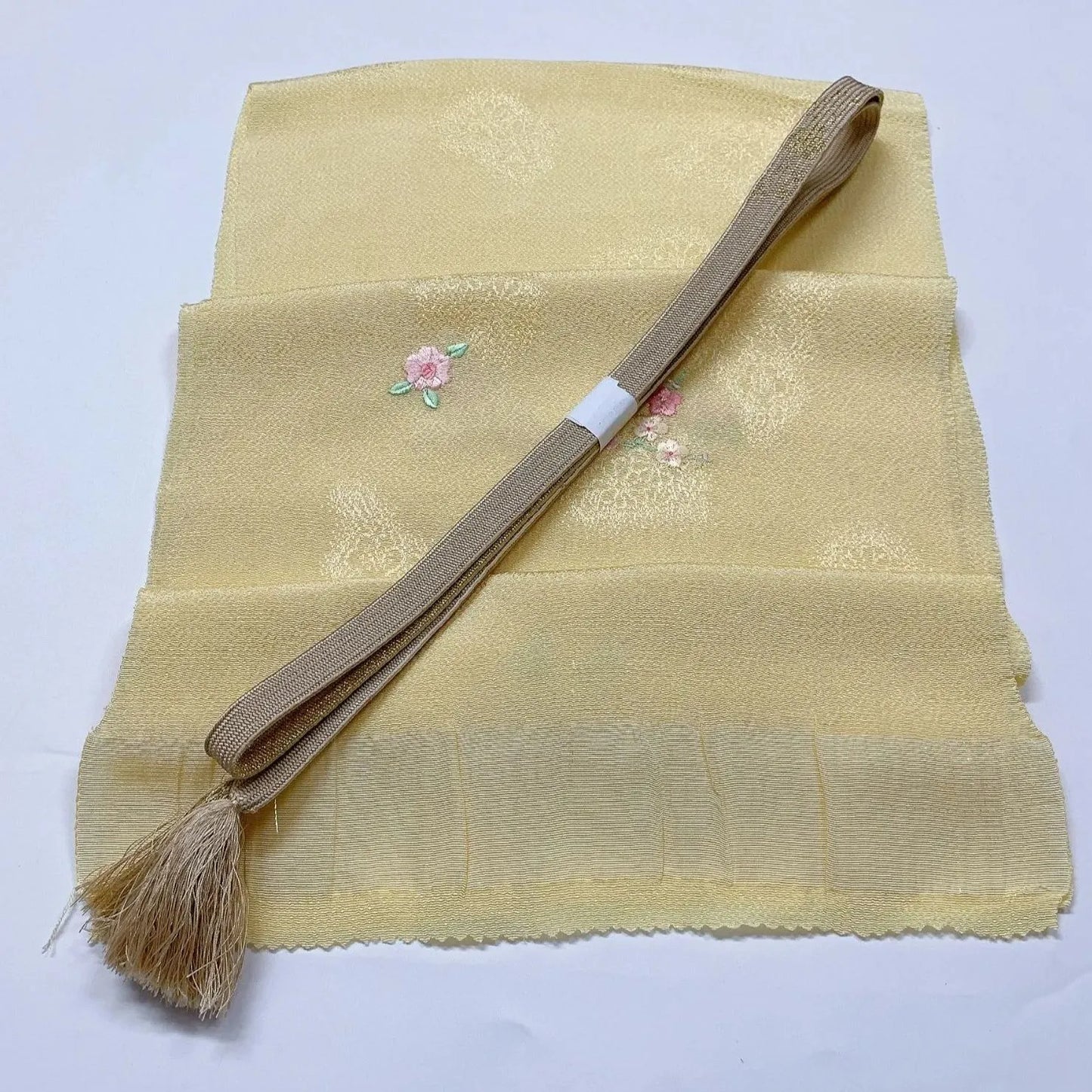 8014# Japanese Kimono Accessory Vintage Obiage and Obijime 2-piece Set Silk