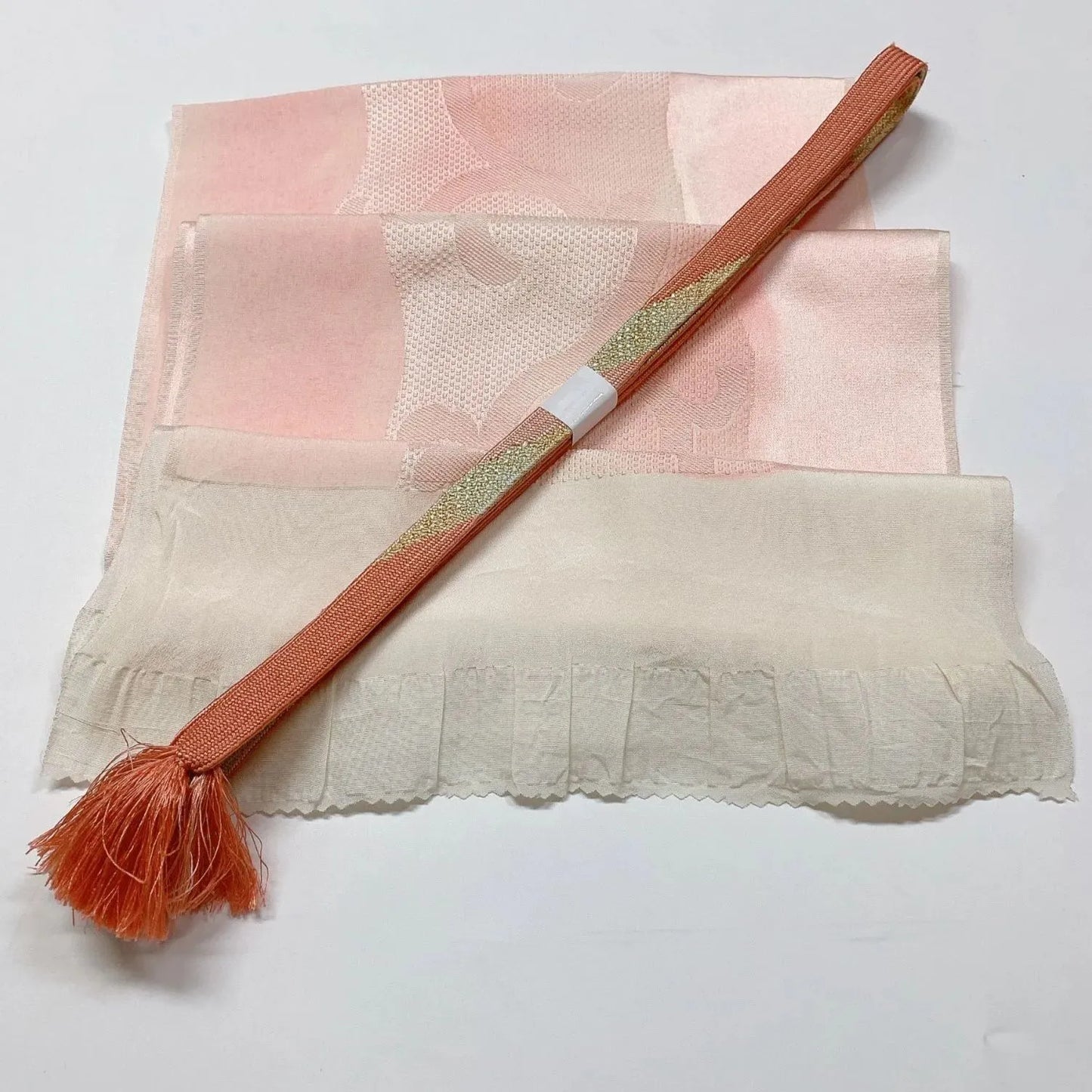 8015# Japanese Kimono Accessory Vintage Obiage and Obijime 2-piece Set Silk