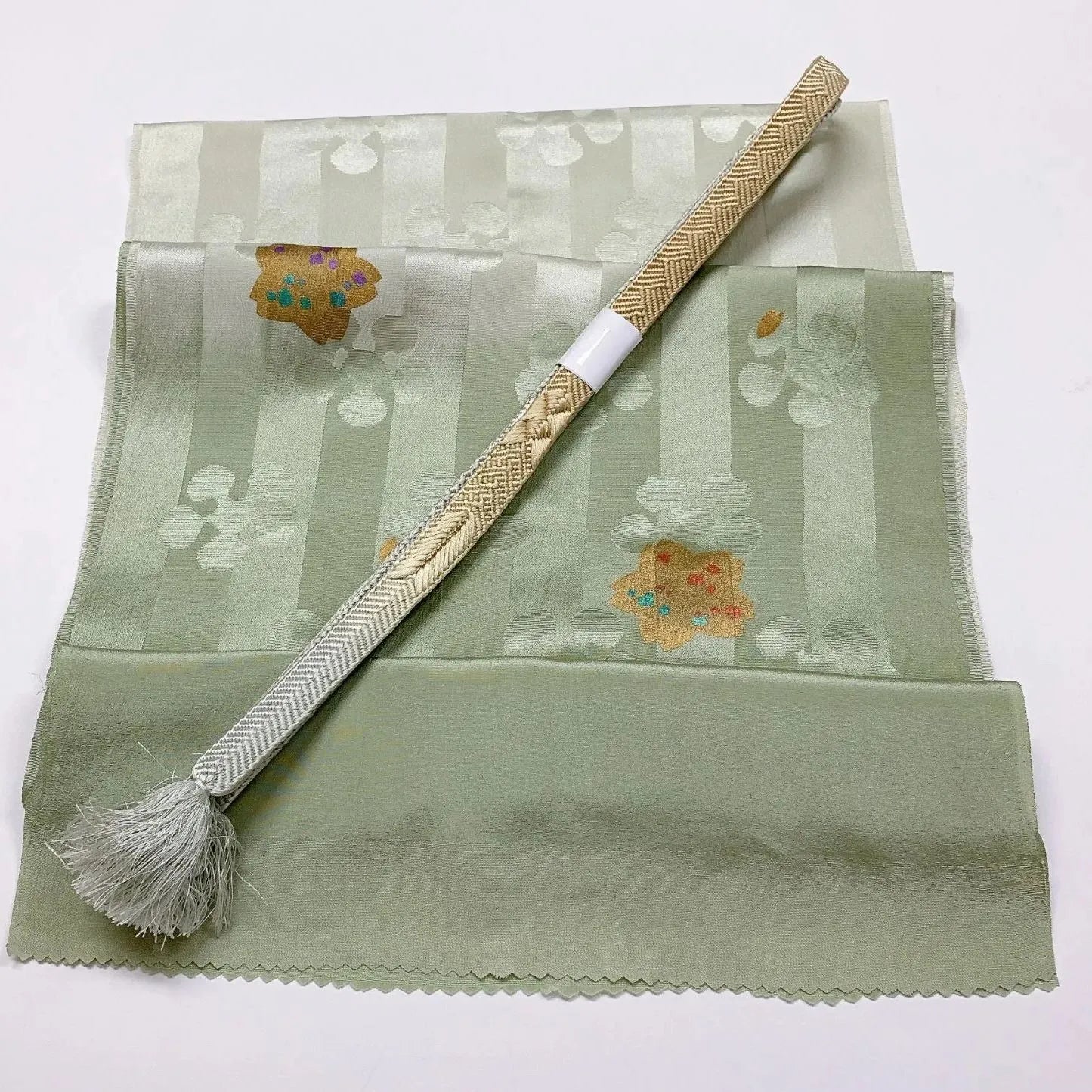 8023# Japanese Kimono Accessory Vintage Obiage and Obijime 2-piece Set Silk