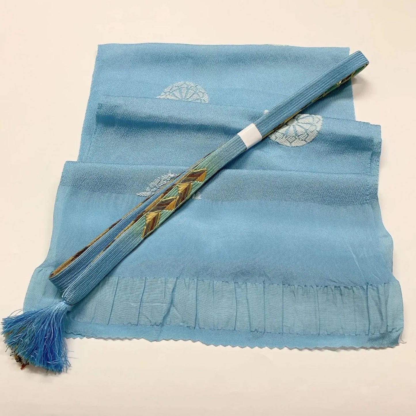8030# Japanese Kimono Accessory Vintage Obiage and Obijime 2-piece Set Silk