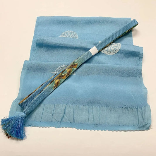 8030# Japanese Kimono Accessory Vintage Obiage and Obijime 2-piece Set Silk
