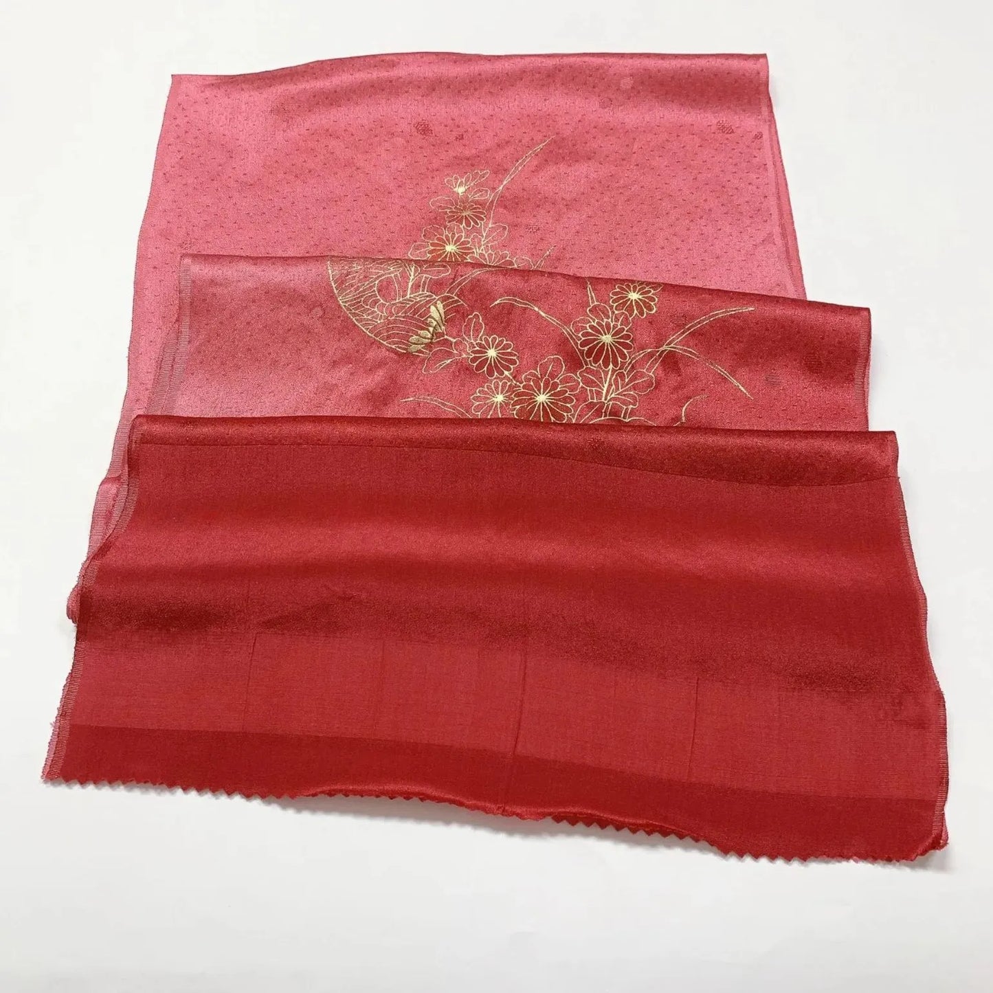 8033# Japanese Kimono Accessory Vintage Obiage and Obijime 2-piece Set Silk