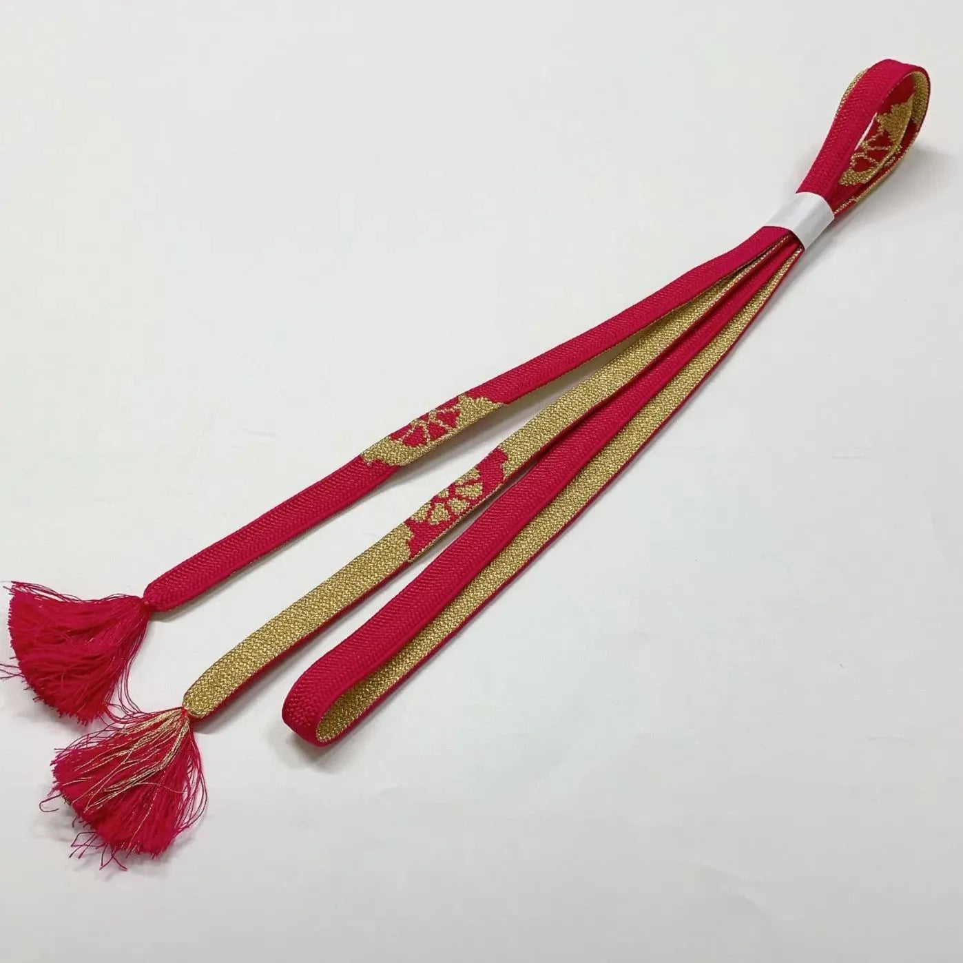 8033# Japanese Kimono Accessory Vintage Obiage and Obijime 2-piece Set Silk