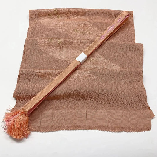 8039# Japanese Kimono Accessory Vintage Obiage and Obijime 2-piece Set Silk