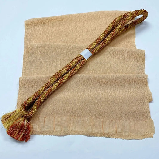 8040# Japanese Kimono Accessory Vintage Obiage and Obijime 2-piece Set Silk