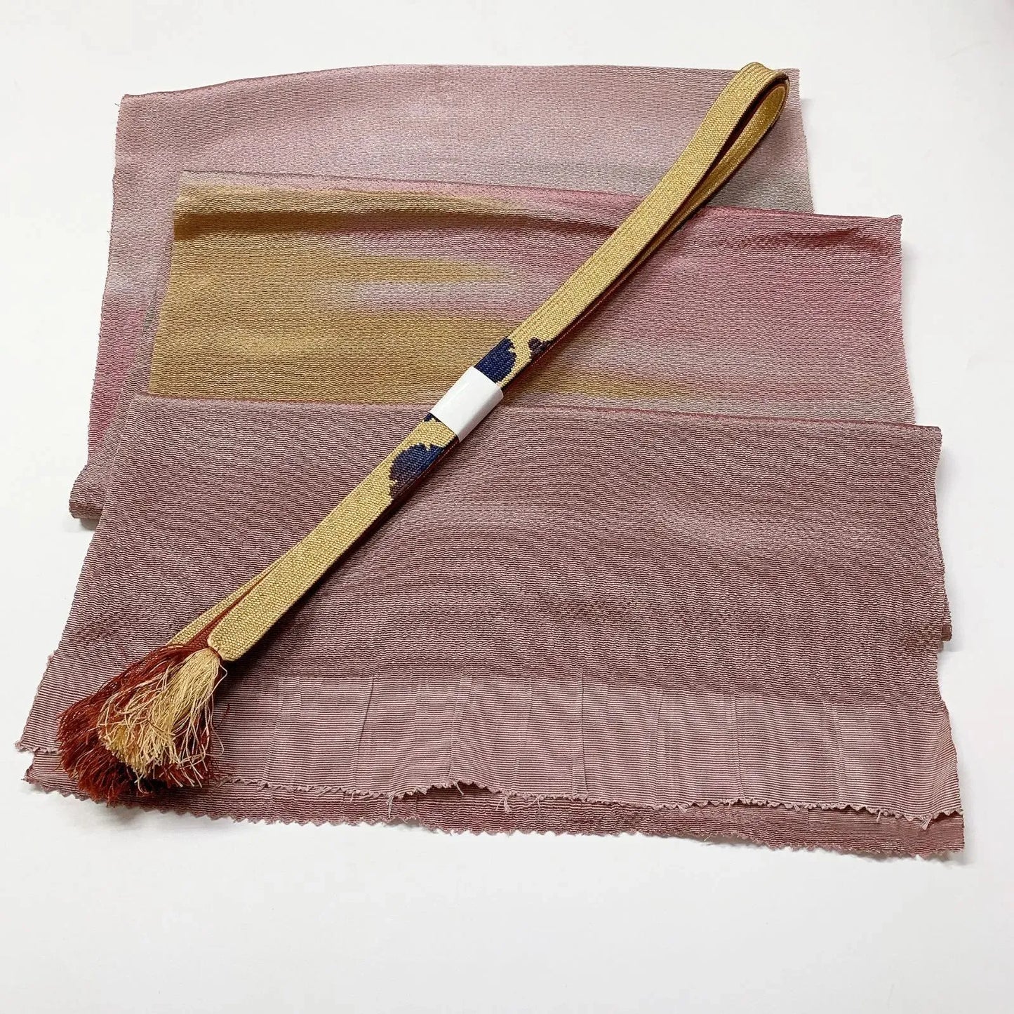 8041# Japanese Kimono Accessory Vintage Obiage and Obijime 2-piece Set Silk