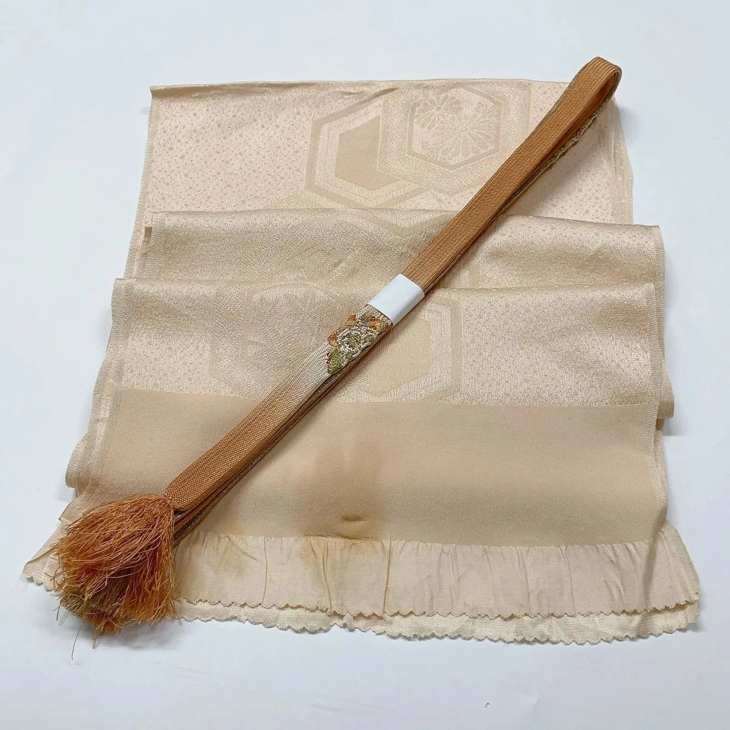 8046# Japanese Kimono Accessory Vintage Obiage and Obijime 2-piece Set Silk
