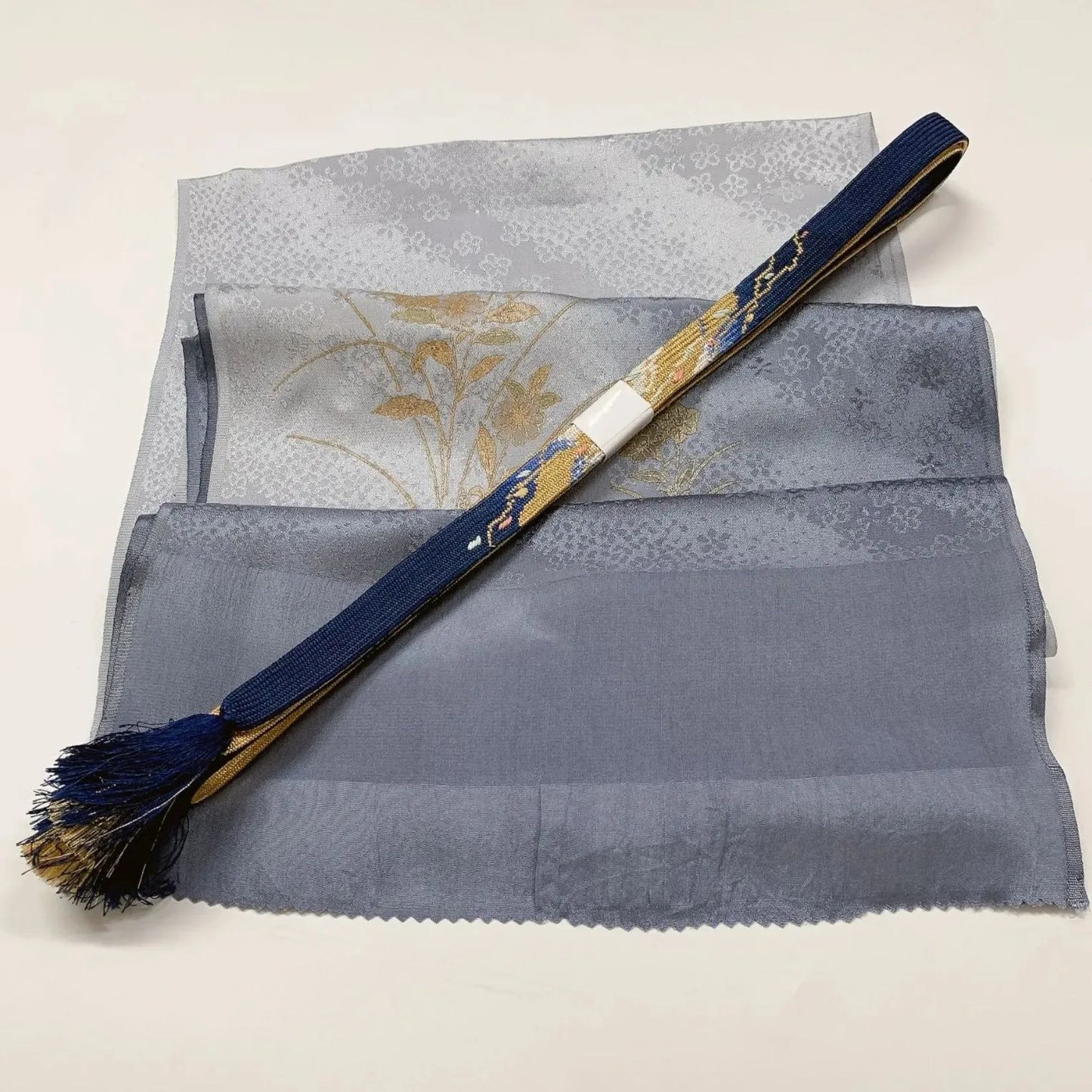 8050# Japanese Kimono Accessory Vintage Obiage and Obijime 2-piece Set Silk