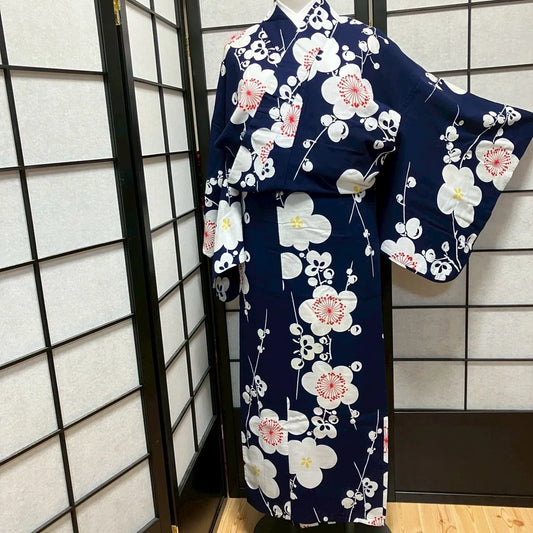 9466# Japanese Yukata Womens Vintage Fabric Cotton Robe Kimono Traditional
