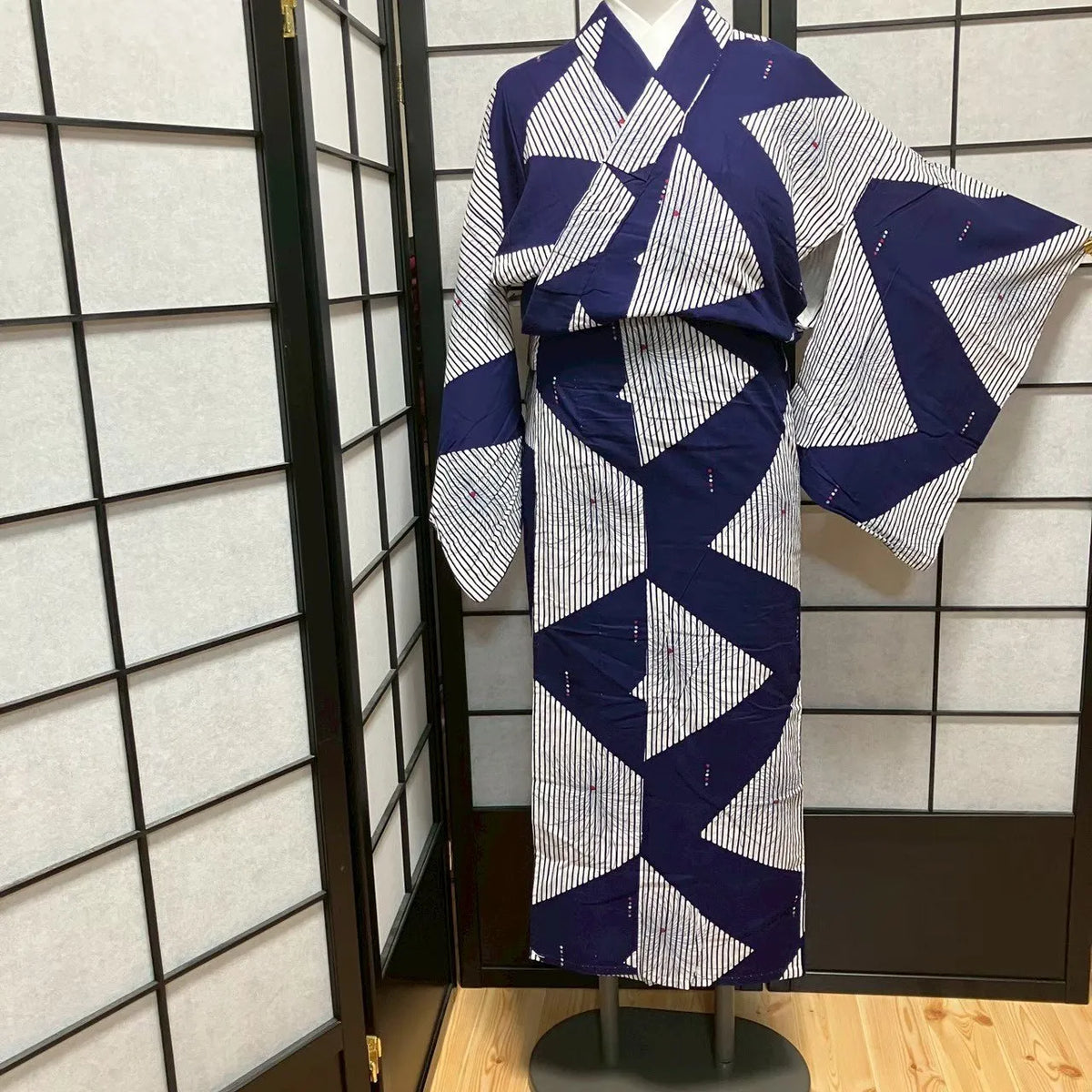 9075# Japanese Yukata Womens Vintage Fabric Cotton Robe Kimono Traditional
