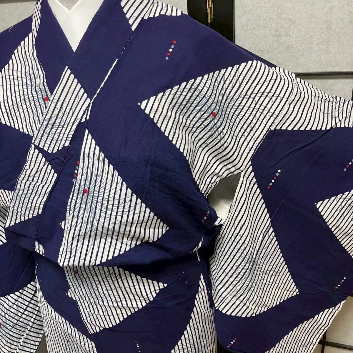 9075# Japanese Yukata Womens Vintage Fabric Cotton Robe Kimono Traditional