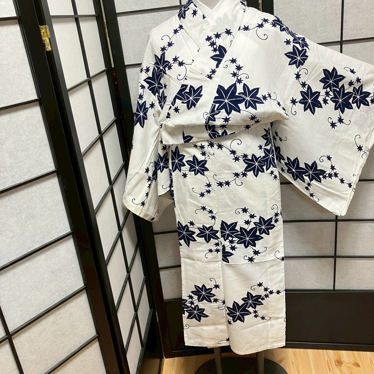 ［9069］浴衣 楓文様 綿 レディース リメイク ゆかた