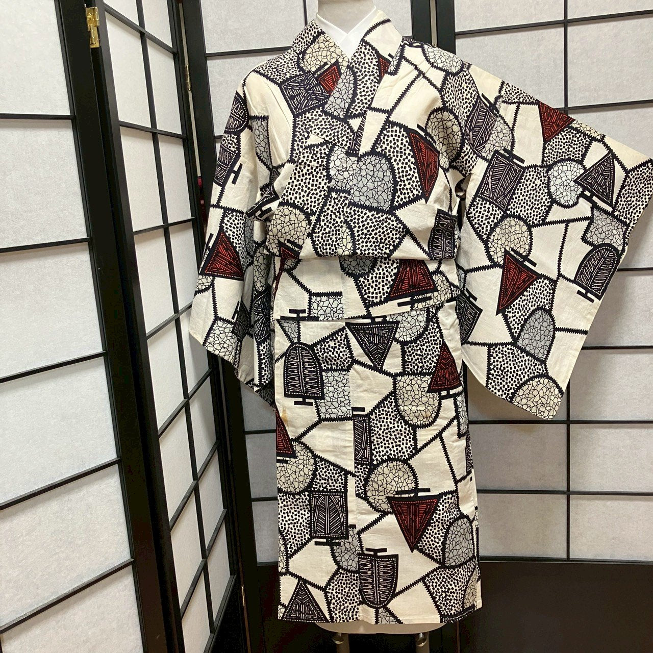 8779# Japanese Yukata Womens Vintage Fabric Cotton Robe Kimono Traditional