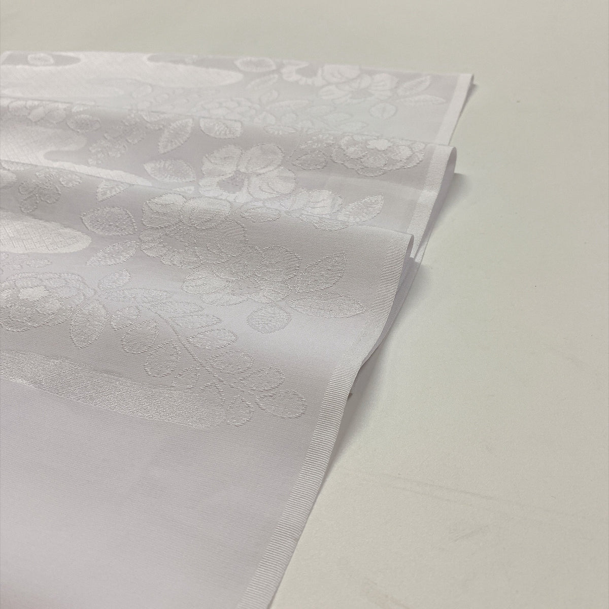 ［9782］帯締め 帯揚げ セット 草花文様 白 正絹 着物 帯絞め