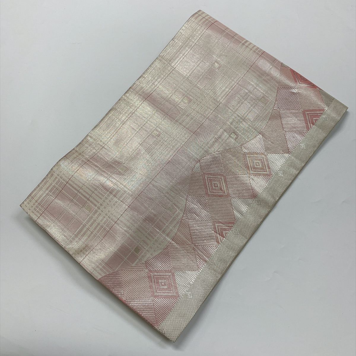 ［9322］名古屋帯 格子菱文様 九寸 正絹 着物