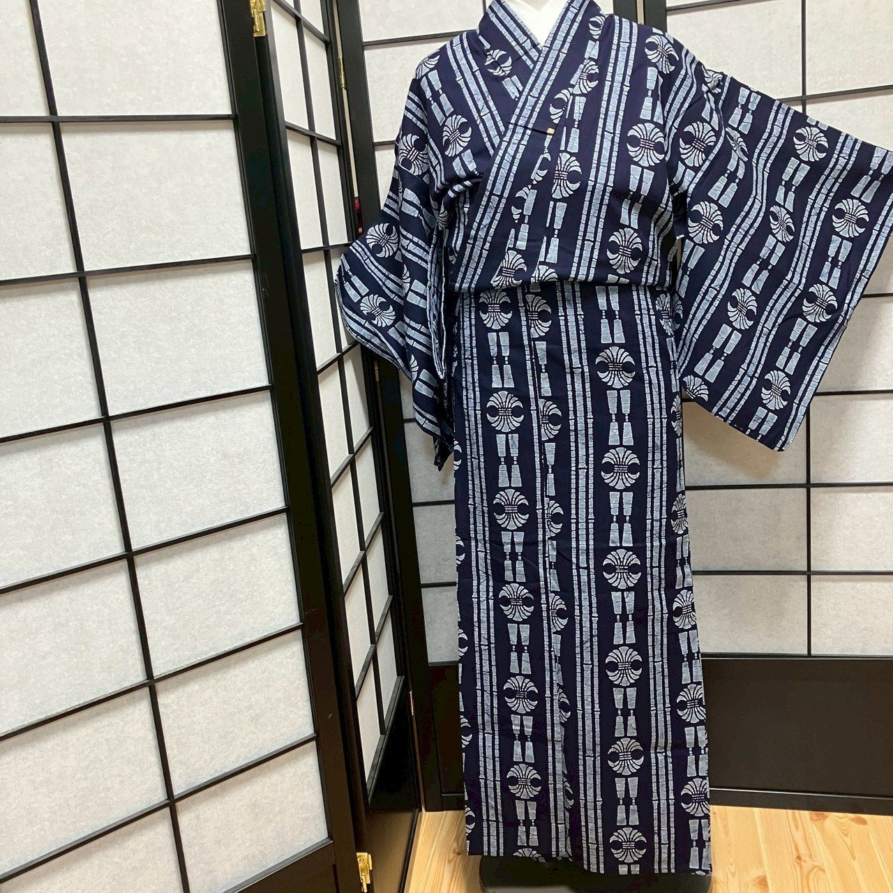 ［8782］浴衣 変わり縞文様 綿 ゆかた レディース リメイク
