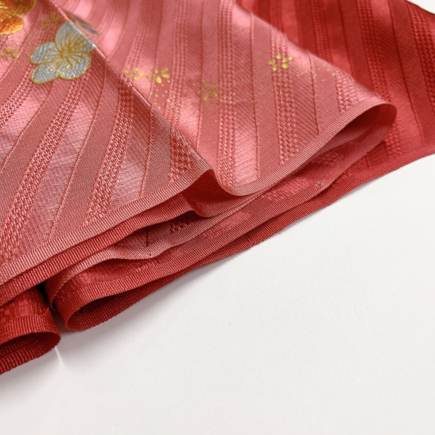 ［8396］帯締め 帯揚げ セット 草花 斜め縞文様 金彩 正絹 着物 帯絞め
