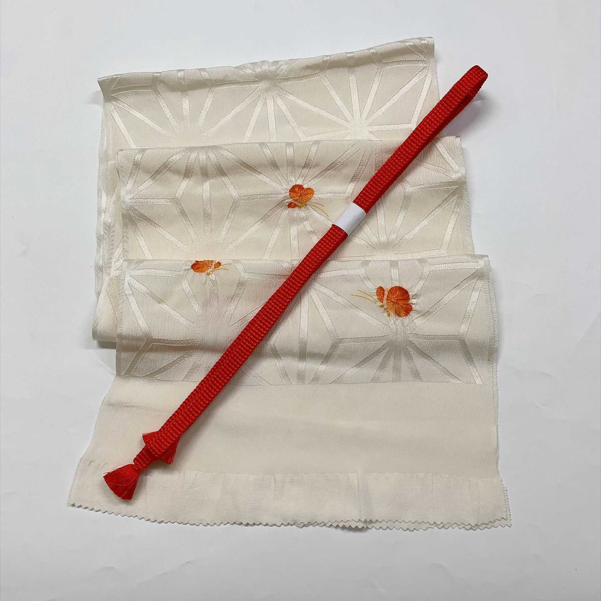 ［9896］帯締め 帯揚げ セット 麻の葉舞蝶文様 絞り 正絹 着物 帯絞め