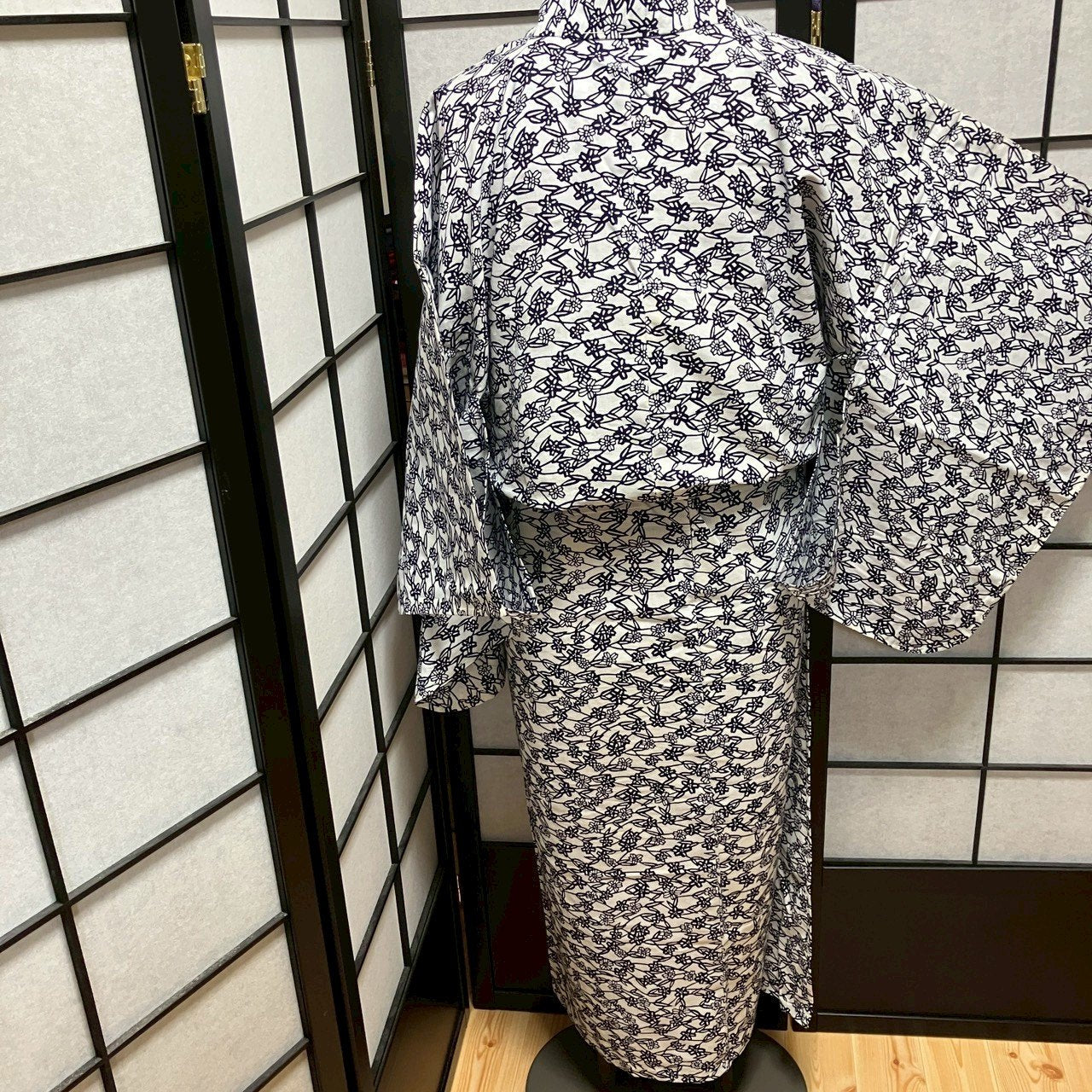 ［9499］浴衣 枝花文様 ゆかた レディース 綿 リメイク