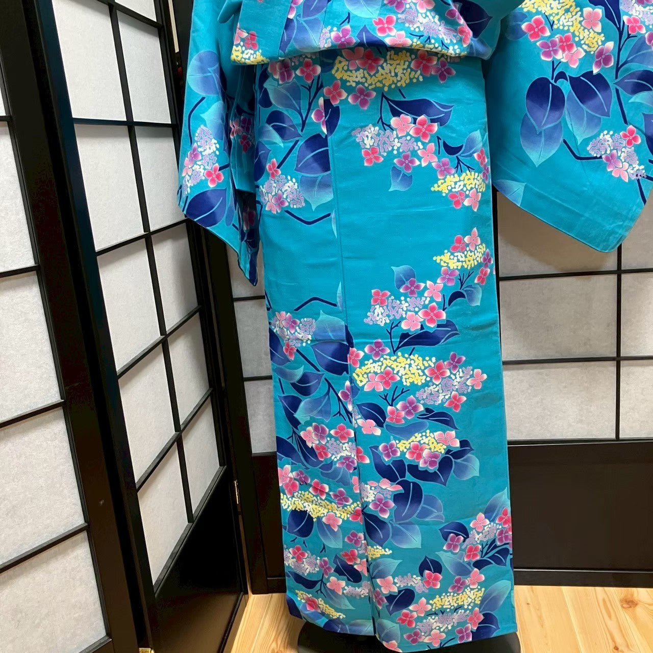 ［9077］浴衣 草花文様 ゆかた レディース 綿 リメイク