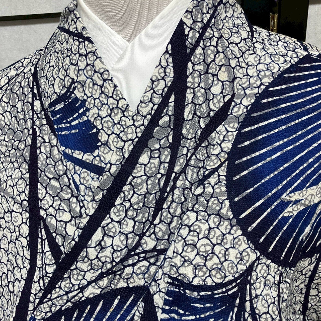 ［9068］浴衣 トンボ団扇文様 うちわ 綿 ゆかた レディース リメイク