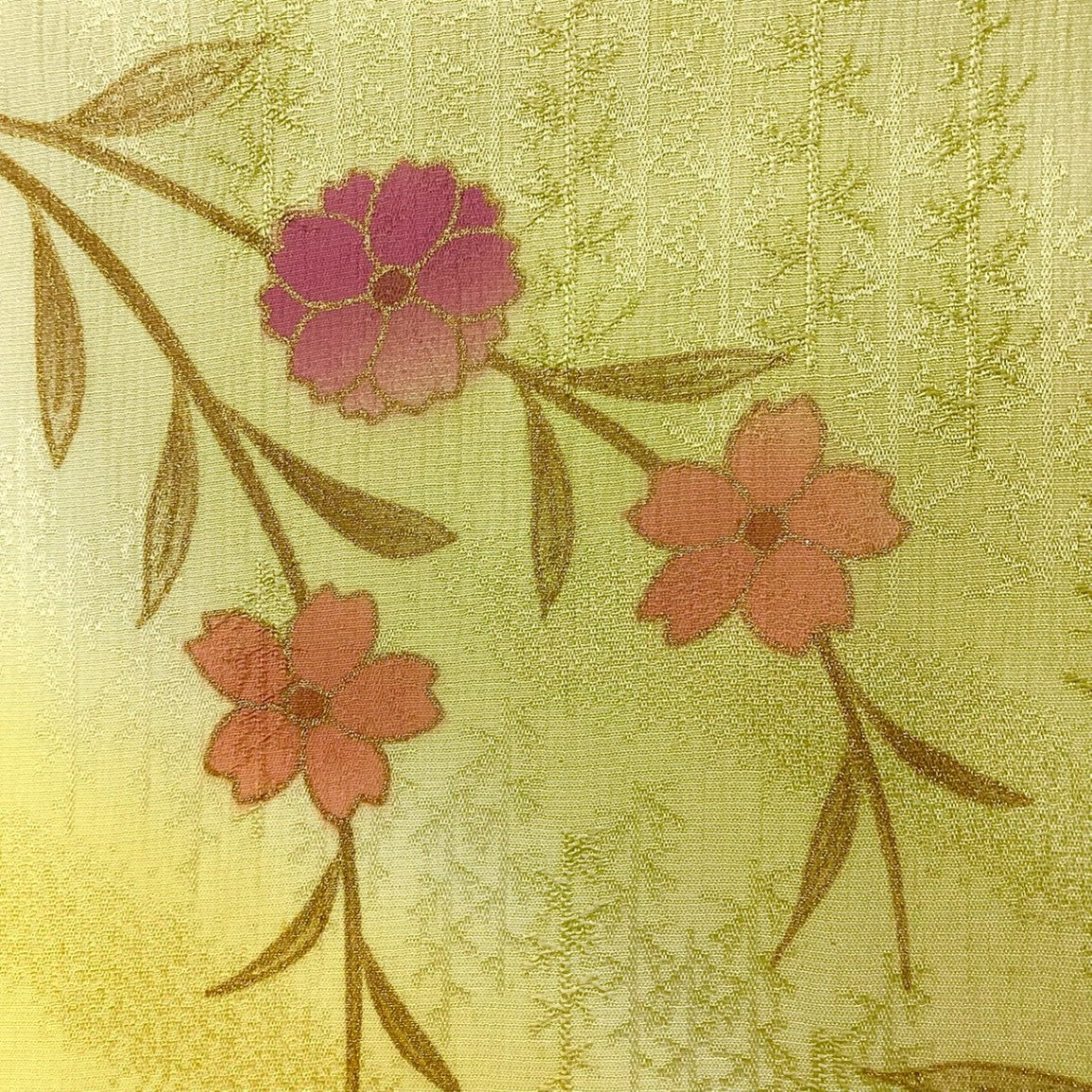 ［8293］帯締め 帯揚げ セット 枝花文様 金彩 ぼかし 正絹 着物 帯絞め