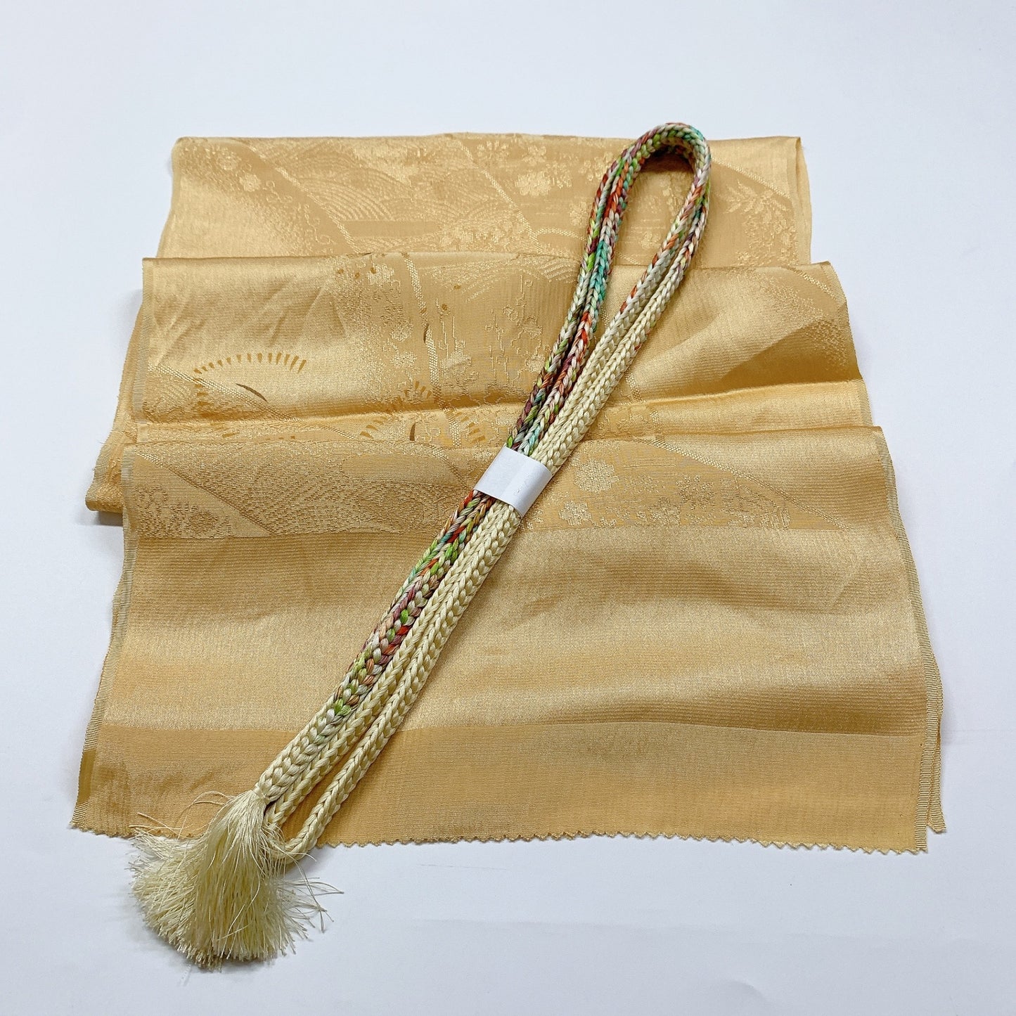 8722# Japanese Kimono Accessory Vintage Obiage and Obijime 2-piece Set Silk