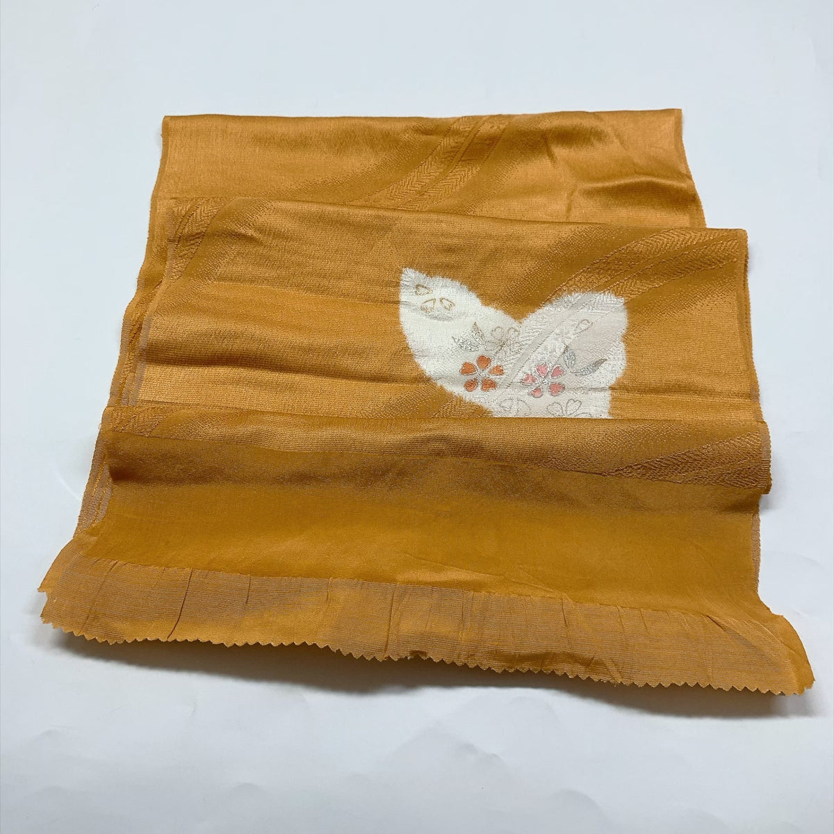 ［9873］帯締め 帯揚げ セット 草花文様 金銀彩 正絹 着物 帯絞め