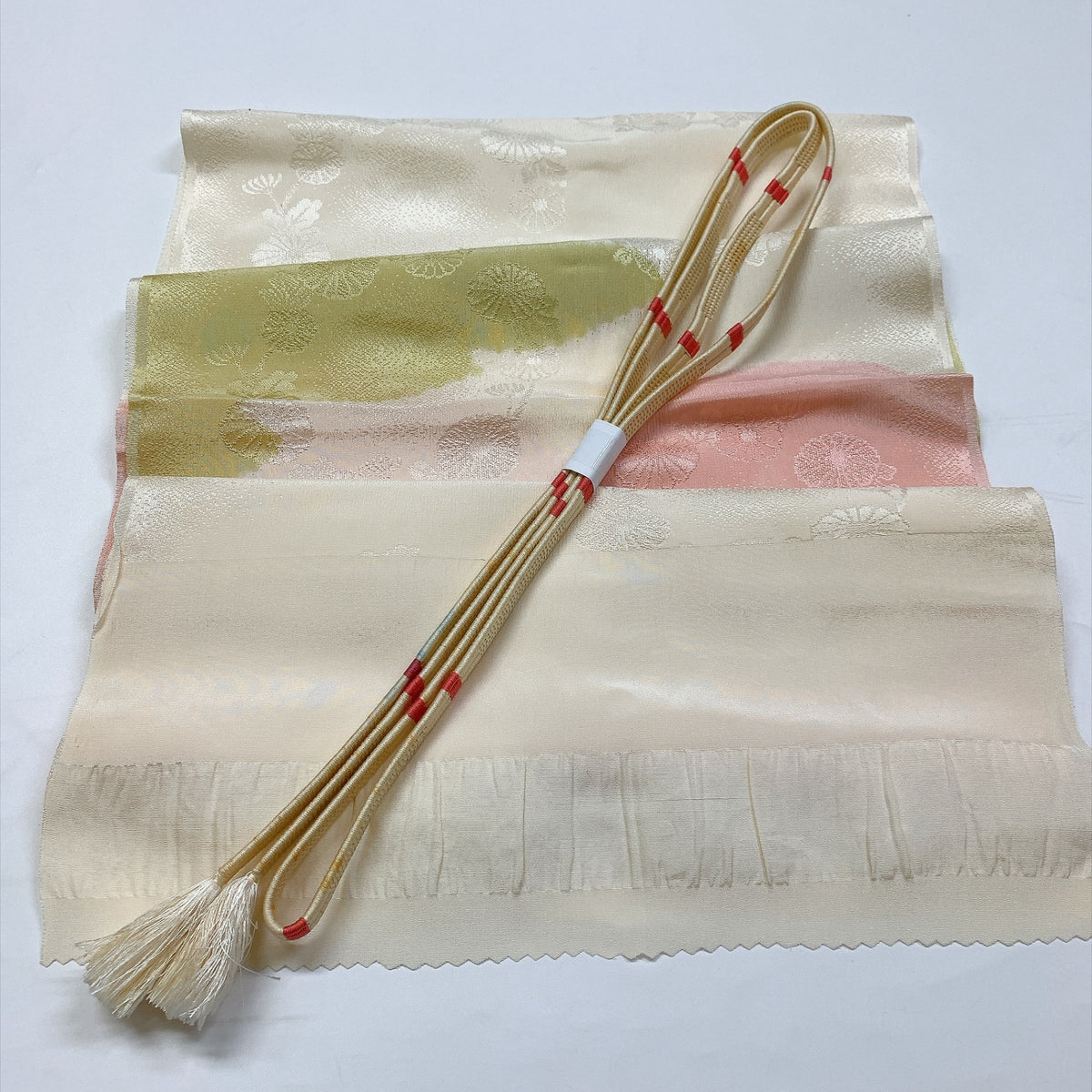 ［9780］帯締め 帯揚げ セット 花丸文様 正絹 着物 帯絞め