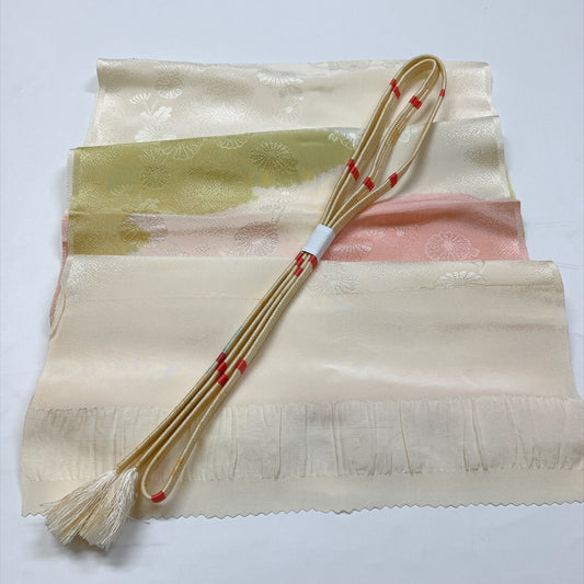 ［9780］帯締め 帯揚げ セット 花丸文様 正絹 着物 帯絞め