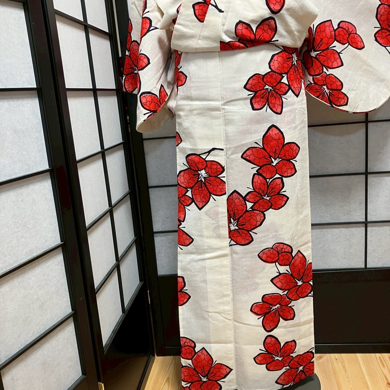 ［9109］浴衣 枝花文様 綿 レディース ゆかた リメイク