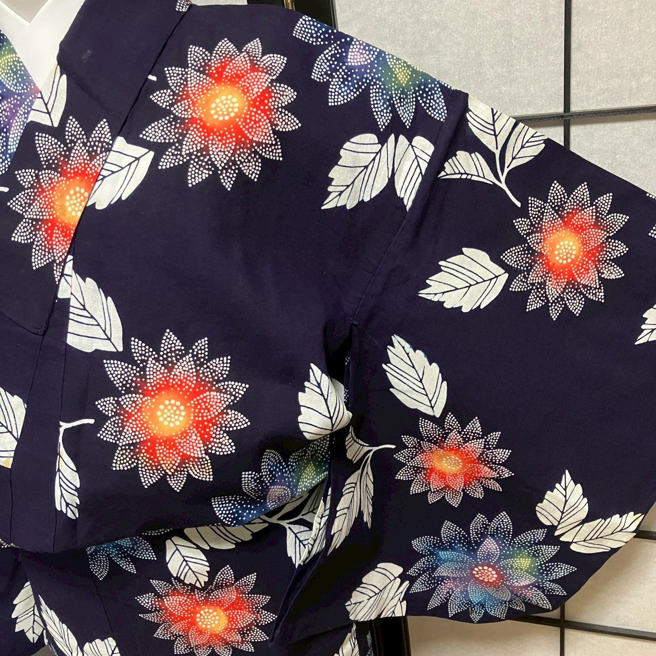 8767# Japanese Yukata Womens Vintage Fabric Cotton Robe Kimono Traditional