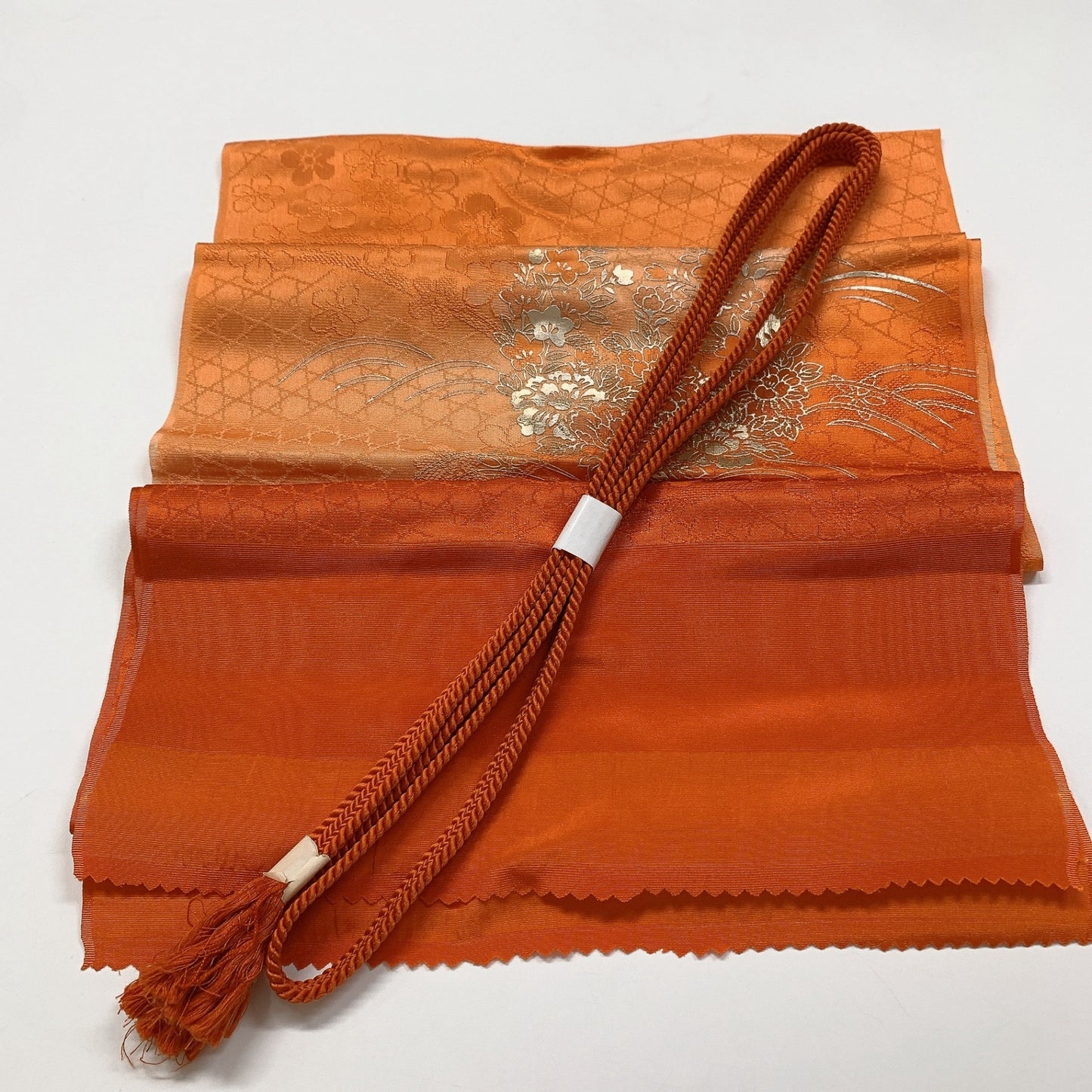 9031# Japanese Kimono Accessory Vintage Obiage and Obijime 2-piece Set Silk