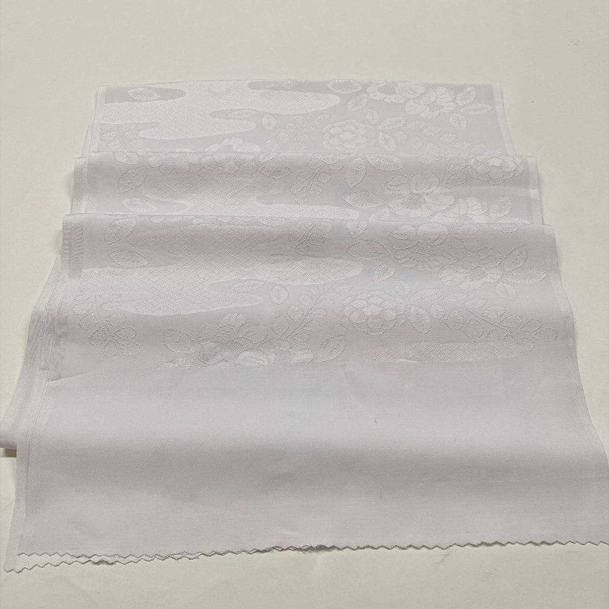 ［9782］帯締め 帯揚げ セット 草花文様 白 正絹 着物 帯絞め