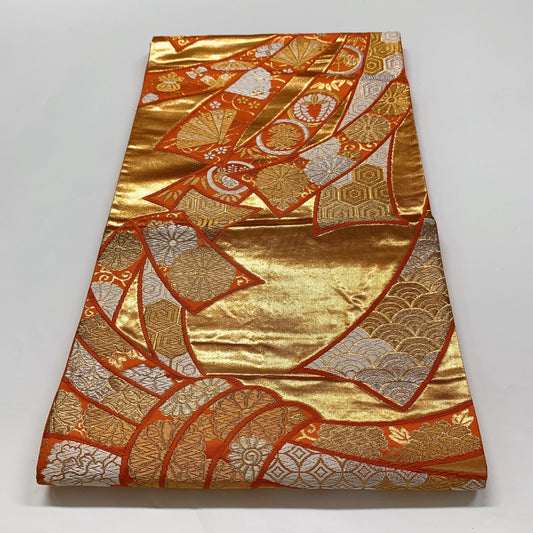 8998# Japanese Vintage Fukuro Obi Belt Kimono Fabric Silk Traditional