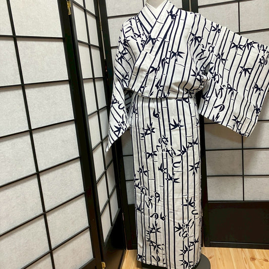 8759# Japanese Yukata Womens Vintage Fabric Cotton Robe Kimono Traditional