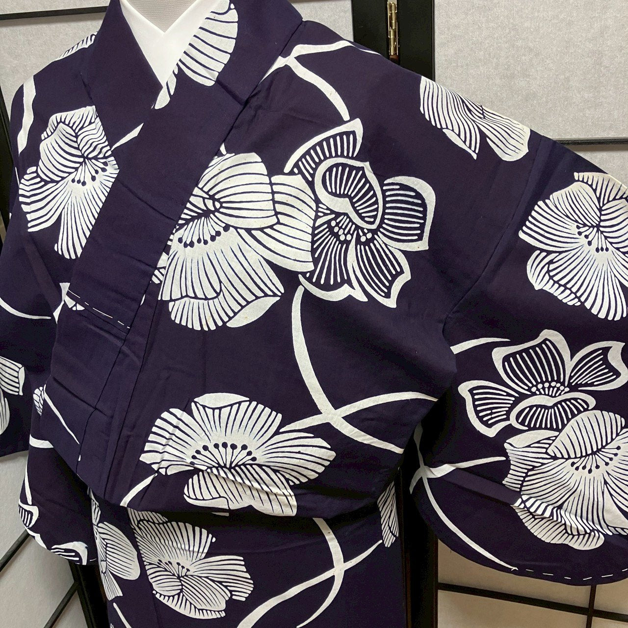［9443］浴衣 草花散らし ゆかた レディース リメイク 綿