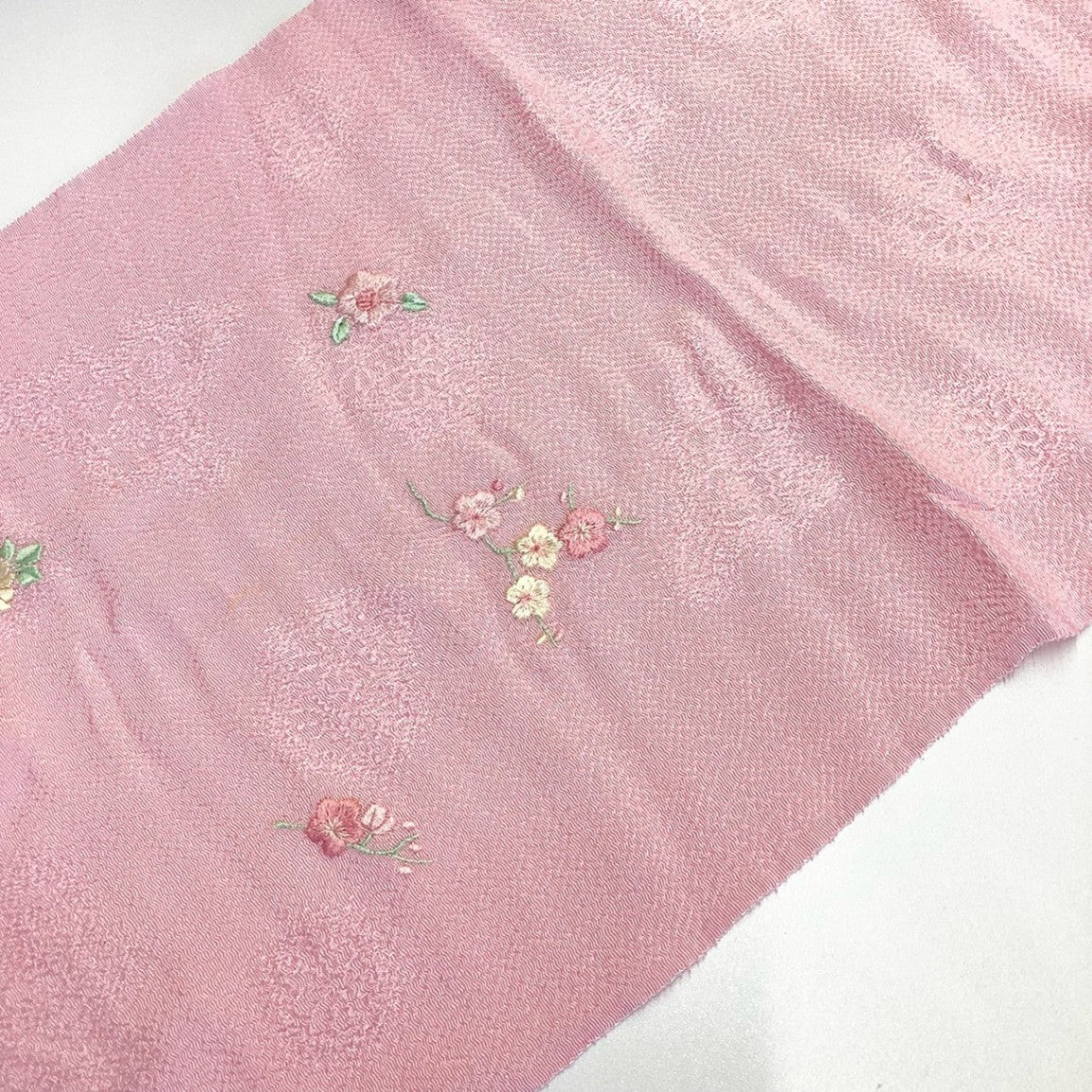 ［9214］帯締め 帯揚げ セット 草花文様 刺繍 縮緬 正絹 着物 帯絞め